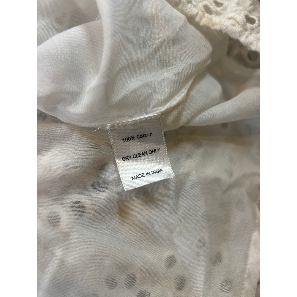 Bell by Alicia Bell White Cotton Eyelet Smocked Mini Dress Tassel Boho Small - Picture 4 of 8